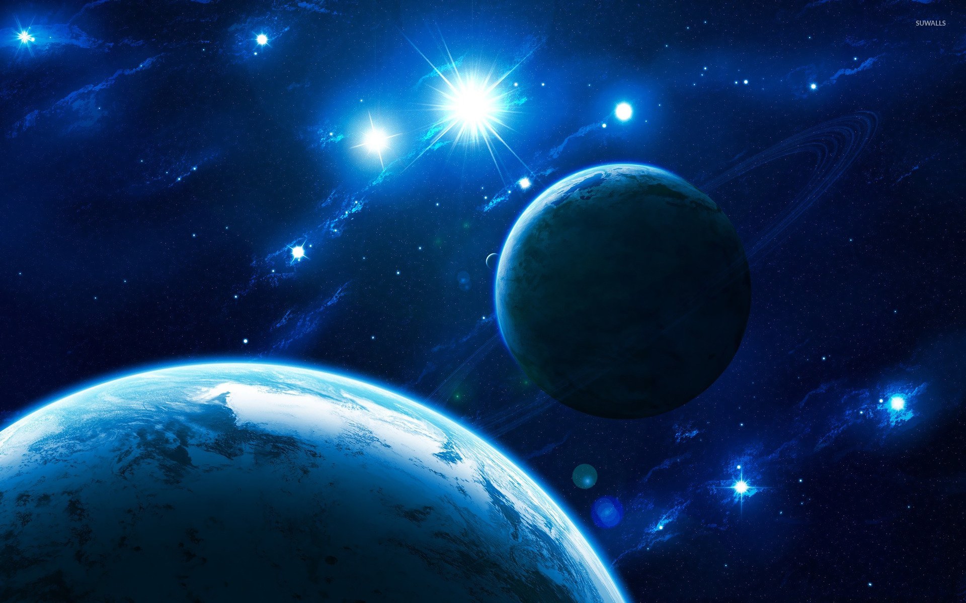 Blue light in space wallpaper   Space wallpapers   21864 1366x768