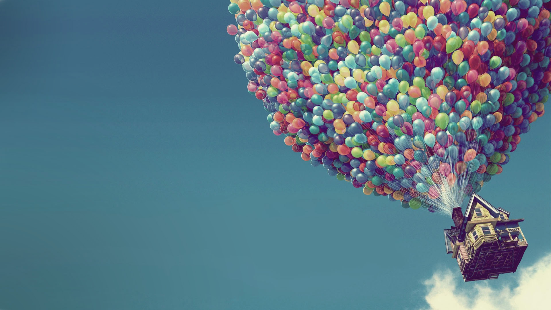 UP Disney Pixar cartoon Full HD Wallpaper Balloons and the House 1920x1080