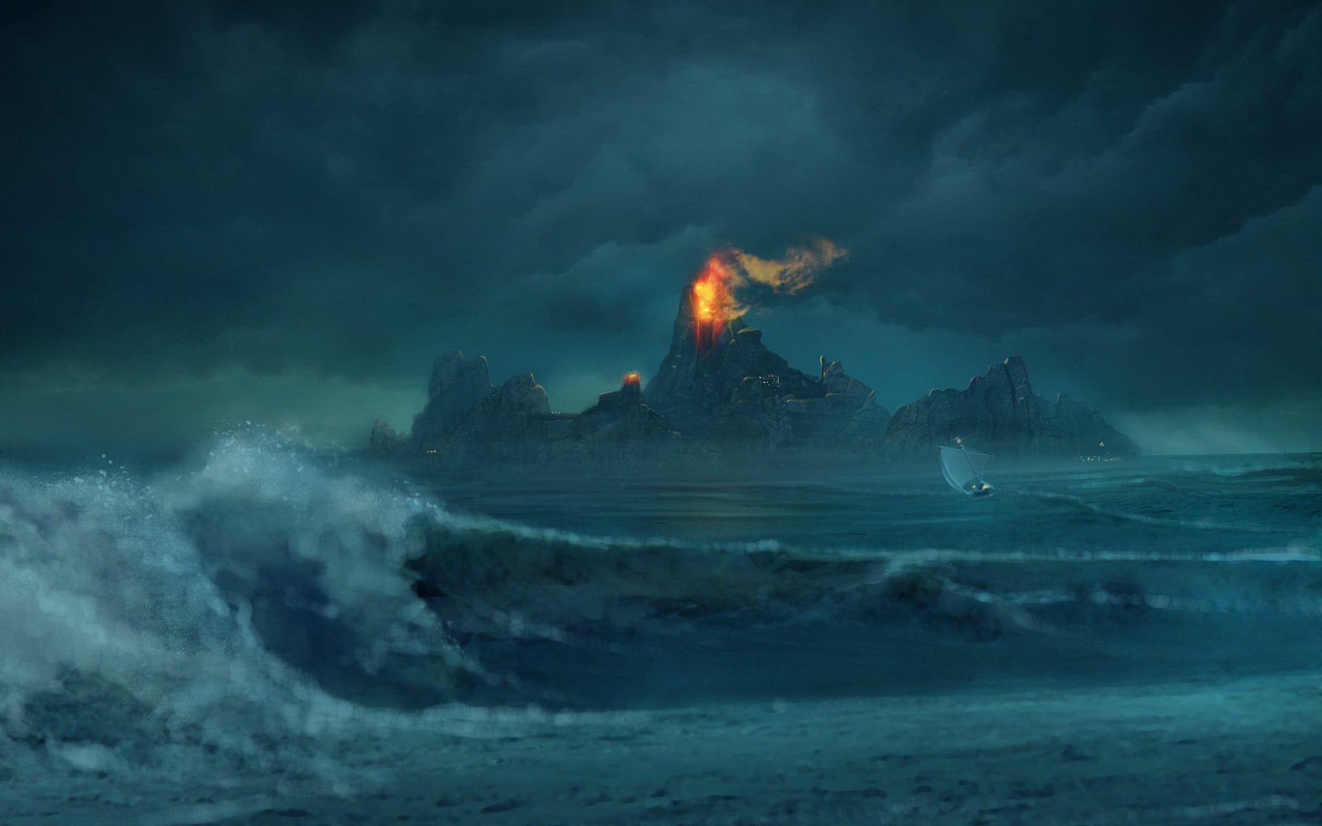 volcano paper supplier stormy sea photo middle 1920x1200