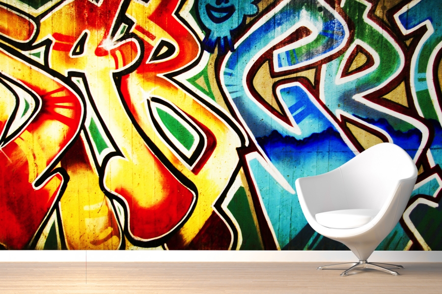 Simple Colourful Abstract Graffiti Wallpaper Room 900x600