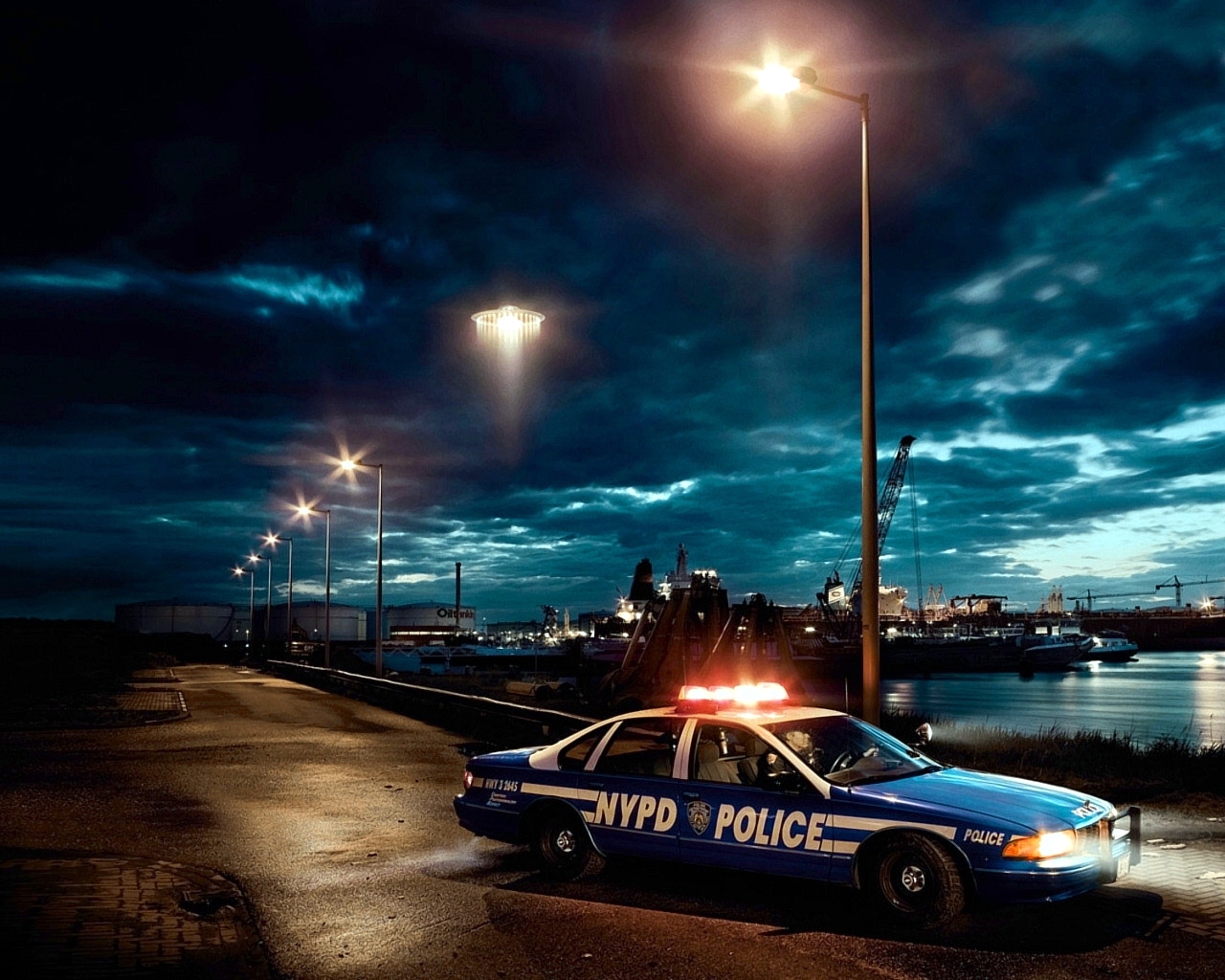 Police Car Wallpaper Police Car at Night 1280x1024