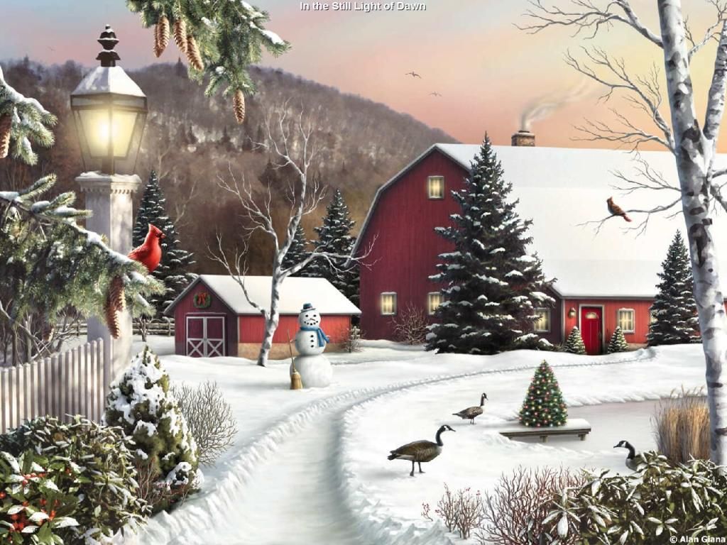 Drawing Painting Scenic Winter picture nr 40757 1024x768