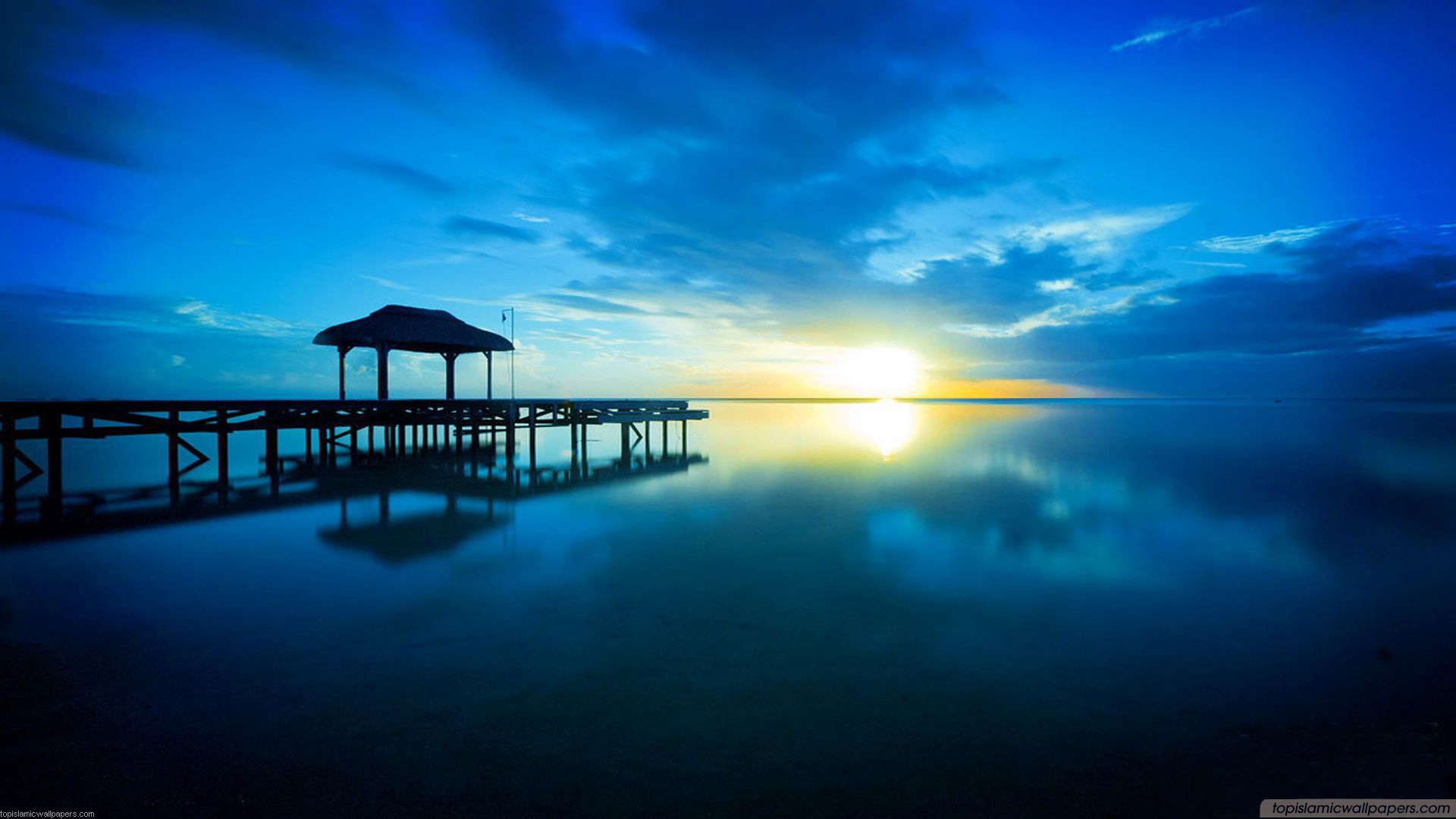 Wonderful Blue Sea HD Sunset Wallpaper 1920x1080