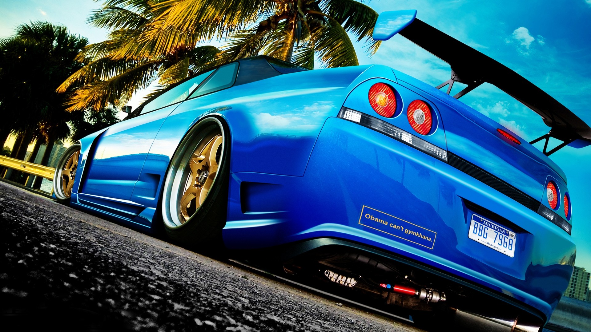 Blue Cars Wallpaper 1920x1080 Blue Cars Tuning Nissan Skyline R33 1920x1080