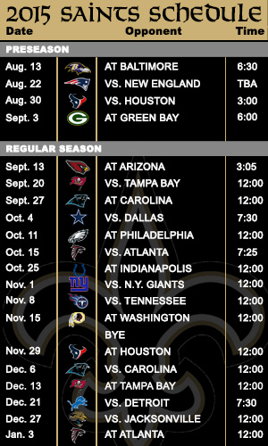 Saints schedule more favorable in 2015 than a year ago   SportsNOLA 300x500