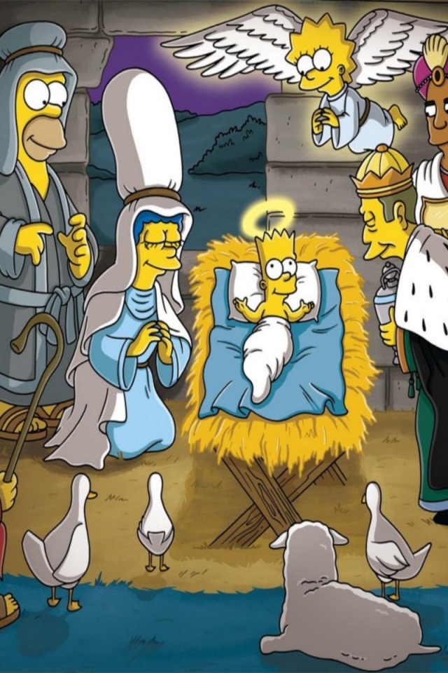  Simpsons Christmas Desktop Wallpaper iPhone Wallpapers and Backgrounds 640x960