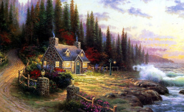 Thomas Kinkade Painting Wallpaper